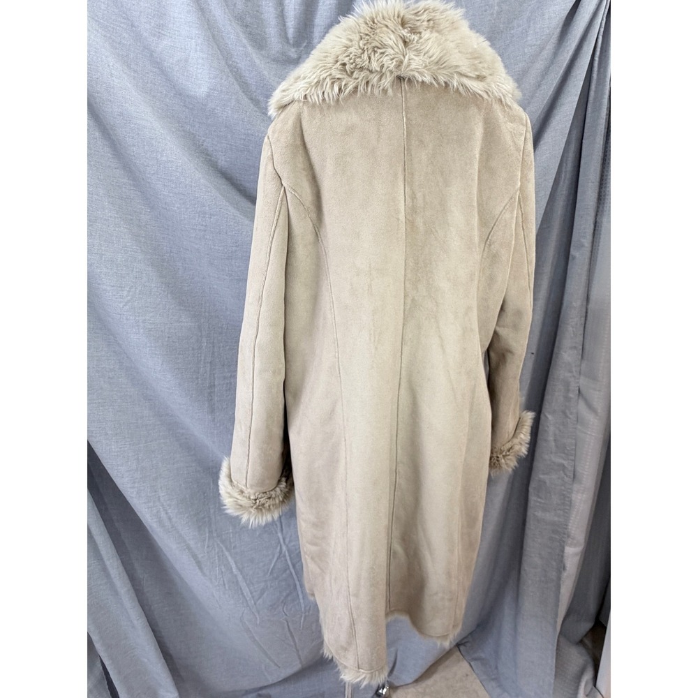 NWT‎ Donna Salyers Fabulous Furs Sand Faux Suede Fur Trim Draped Coat XL NEW - Picture 7 of 13